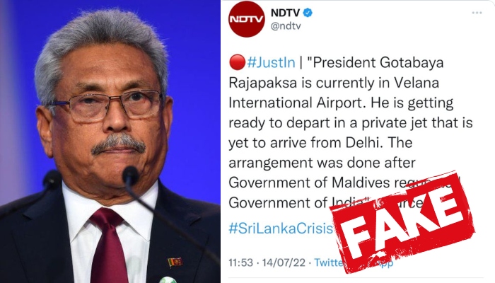 Sri Lanka crisis: NDTV falsely claims ‘India sent a private jet for Rajapaksa’, deletes tweet after MEA rubbishes such rumours