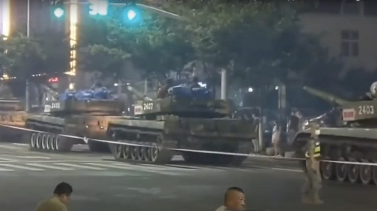 China: Video of tanks on the streets go viral amid protests by people demanding their money blocked in a massive bank scam