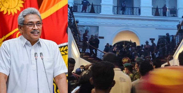 Sri Lankan President Gotabaya Rajapaksa flees from his residence before thousands of protestors storm in and seize the building