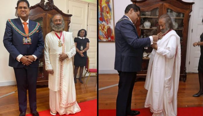 Sri Sri Ravi Shankar receives highest State award of Suriname