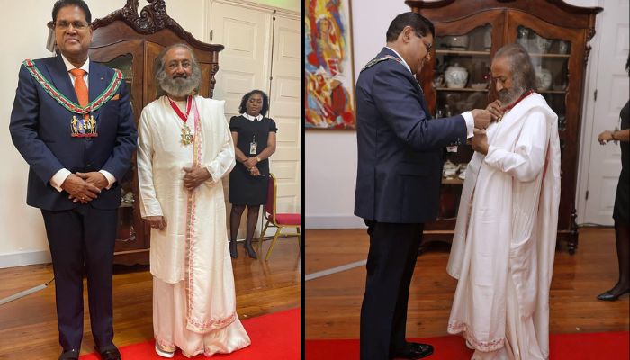 Sri Sri Ravi Shankar receives the highest State honour of Suriname
