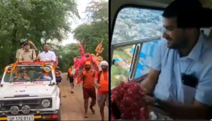 Flower petals showered on devotees taking part in Kanwar Yatra, left-liberals and Islamists get major hearburn