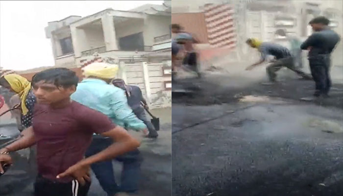 Punjab: Four PWD engineers suspended after video showed construction of a road during heavy rain