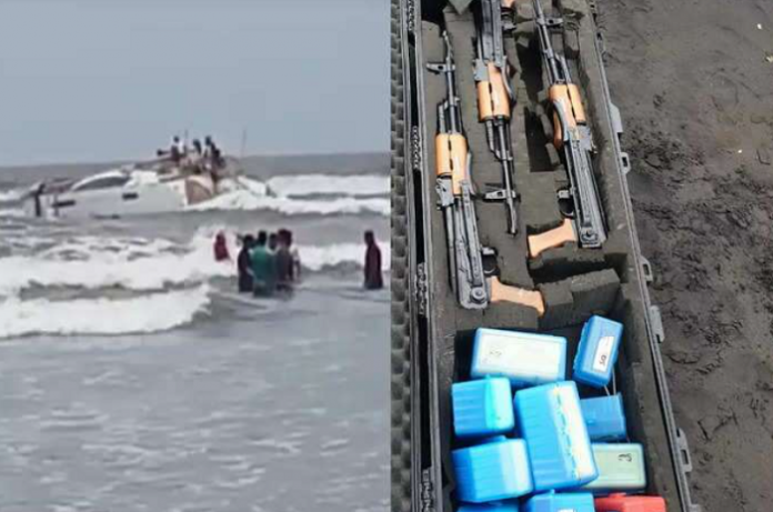 Suspicious boat carrying weapons including AK-47 found abandoned along the Raigad coast
