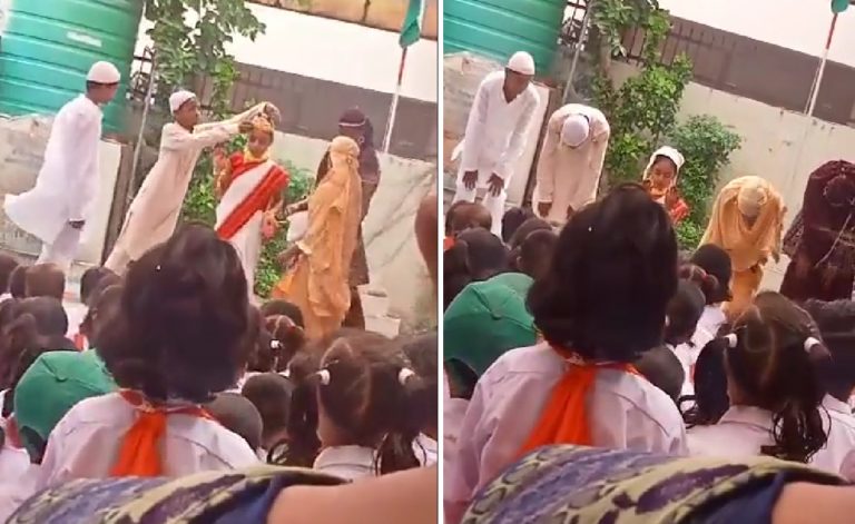 Uttar Pradesh: I-Day celebration in school shows ‘Bharat Mata’ performing ‘Namaz’, police claims viral clip misleading, play about communal harmony