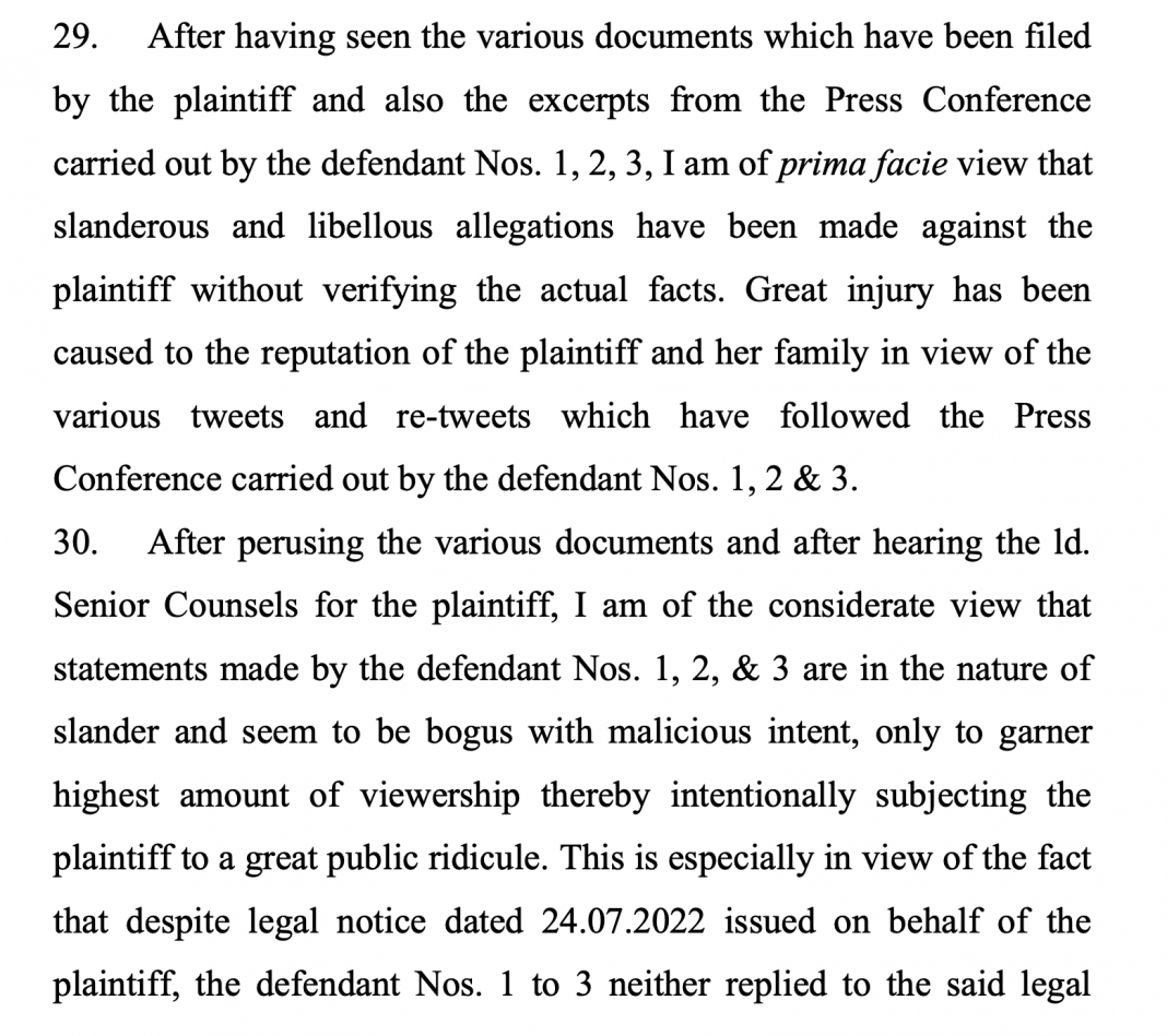 Court order in Smriti Irani case