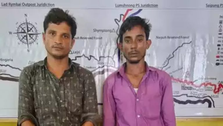 Meghalaya: Bangladeshi nationals, Misba Uddin and Badrul Alom, arrested along the Indo-Bangladesh border for aiding illegal infiltration