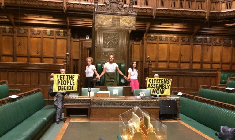 London: Extinction Rebellion activists enter Parliament, superglue themselves to the speaker’s chair and chain themselves to gates by necks