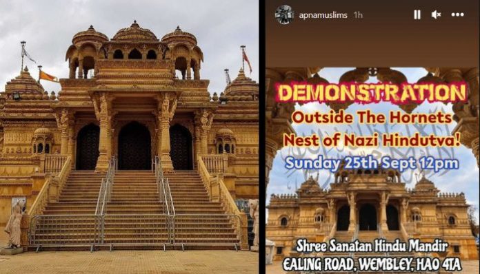 Islamists threaten protest at Shree Sanatan Hindu Mandir Wembley