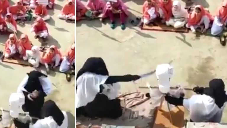 Viral again: Mosque in Pakistan trains hijab-clad young girls to behead for blasphemy