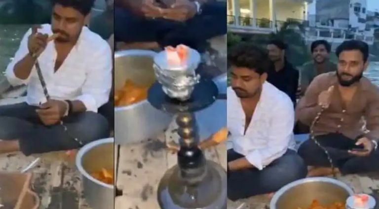Prayagraj: Hassan and Faizan consume Hookah and non-veg food on boat in Ganga near Nagvasuki temple, police on the lookout after video goes viral