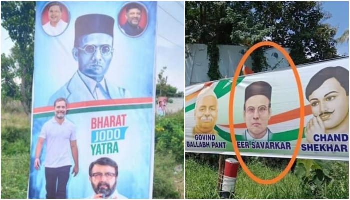 Karnataka: After Kerala, Veer Savarkar appears again on Congress’ Bharat Jodo Yatra posters, BJP says ‘truth finally out’