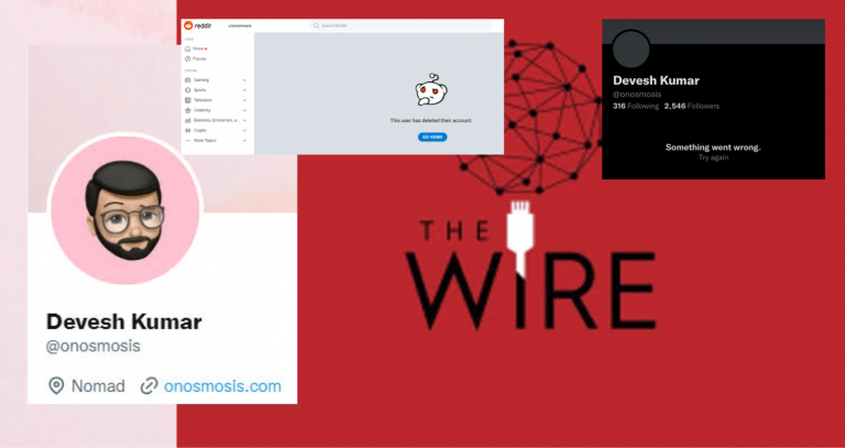 The Wire’s ‘tech expert’ Devesh Kumar, who co-authored Tek Fog and Meta stories, deletes all his social media and internet presence