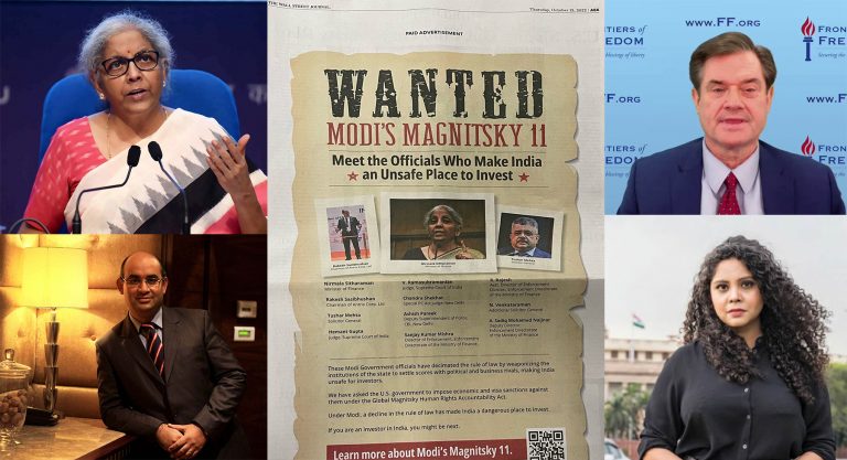 The full-page ad on WSJ urging US govt to ban Nirmala Sitharaman and others, and its link to Rana Ayyub