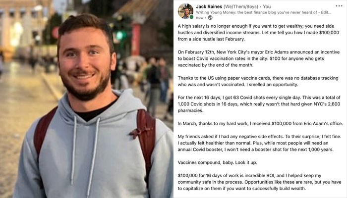 Fact-check: Did a man earn USD 1,00,000 by getting 1,000 COVID vaccine shots in just 16 days