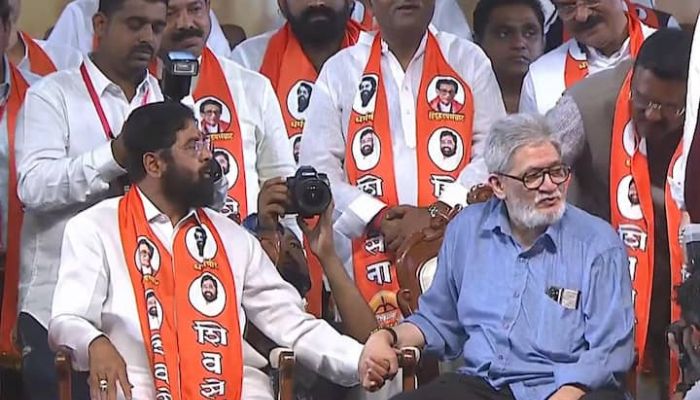 Balasaheb Thackeray’s eldest son Jaidev Thackeray joins the Shinde group, attends the Dussehra rally with Maharashtra CM