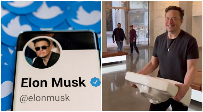 Elon Musk enters Twitter HQ carrying an actual sink