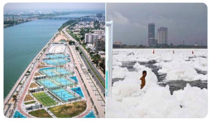 Ahead of Chhath Puja, Twitter users compare the clean Sabarmati riverfront with the polluted Yamuna