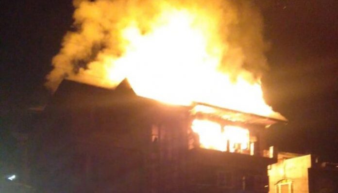 Jammu and Kashmir Masjid Mustafa caught fire in Sopore Baramulla