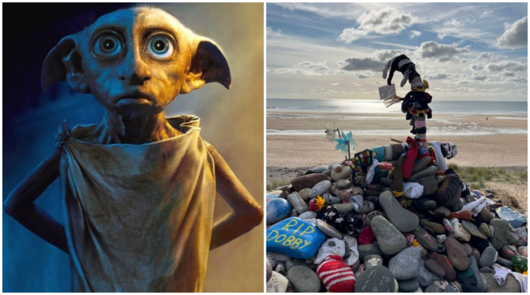 UK: Dobby the house elf’s ‘grave’ at a beach in Wales allowed to stay, as long as Harry Potter fans stop giving him socks
