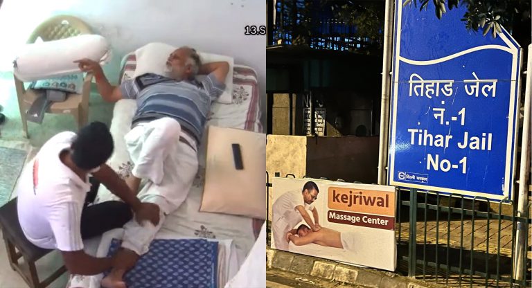 Tihar Jail CCTV footage shows Jailed AAP minister Satyendar Jain getting head, foot massage, ‘Kejriwal Massage Centre’ hoardings come up in Delhi