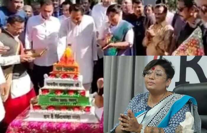 Kamal Nath cuts a temple-shaped cake with image of Lord Hanuman and a saffron flag on his birthday, Foundation that brought the cake apologises
