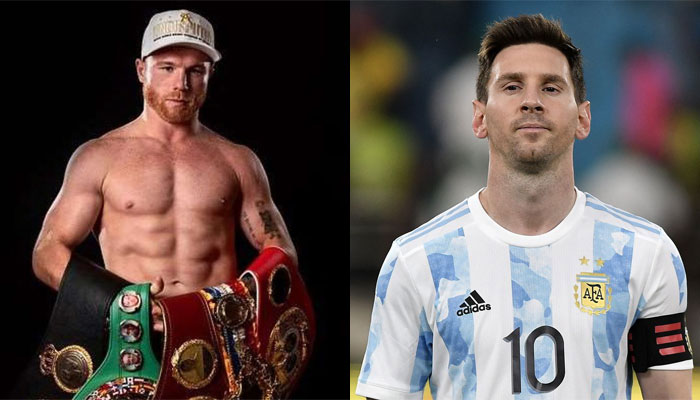 World champion boxer Canelo threatens ace footballer Lionel Messi after video shows the Argentina captain ‘kicking’ Mexico jersey