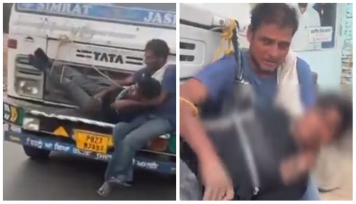 Punjab: Man accused of stealing wheat sacks tied to truck en route police station, video goes viral