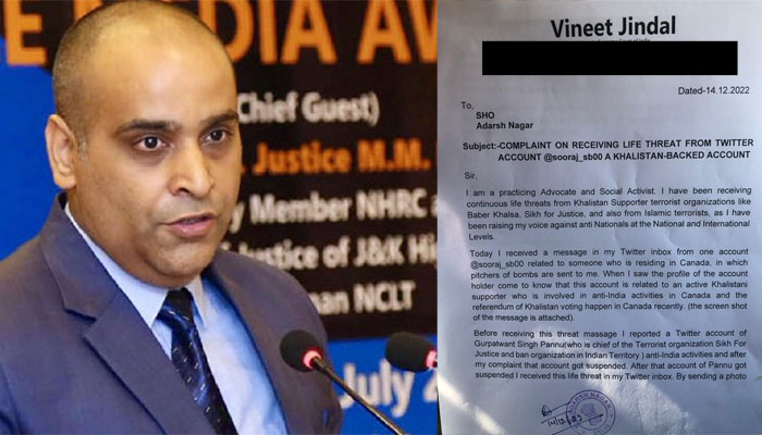SC Advocate Vineet Jindal receives death threats from Khalistani org on Twitter, files complaint with Delhi Police