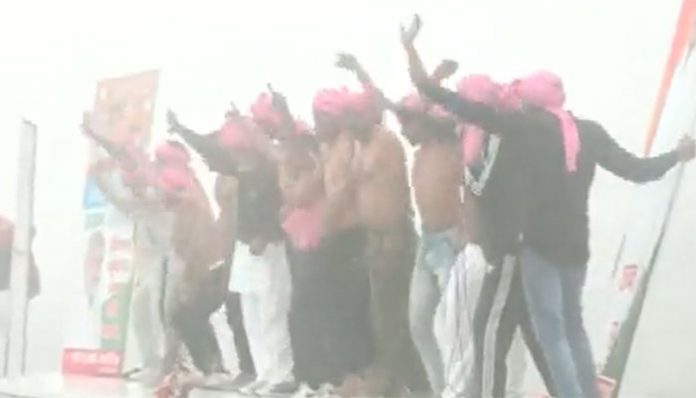Congress supporters danced shirtless