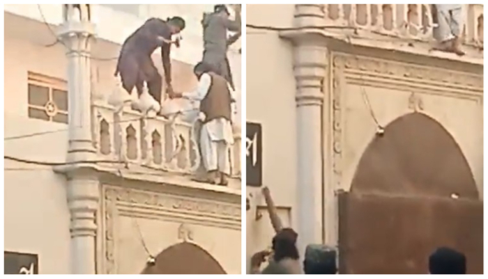 Local Muslims vandalise Ahmadi mosque in front of police officials in Karachi, Pakistan: Video goes viral