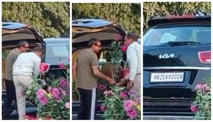 Gurgaon VIP resident in swanky SUV caught on camera stealing flower pots kept for G20 event: Watch
