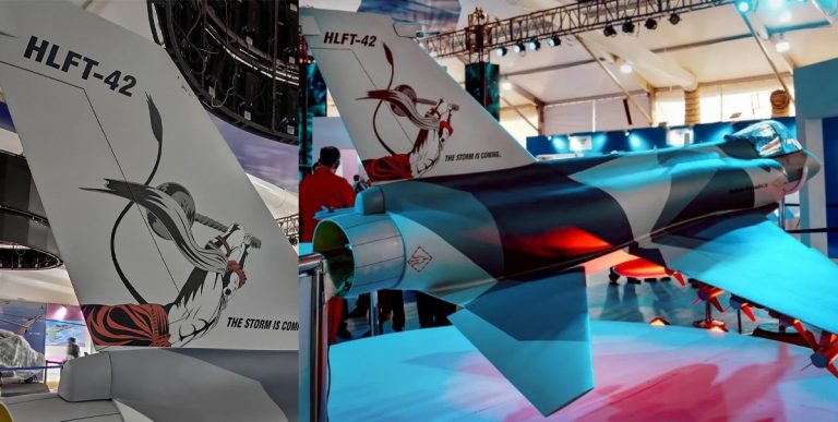 “The storm is coming’: Image of Hanuman reappears on the full-scale model of HAL’s HLFT-42 aircraft on the last day of Aero India 2023