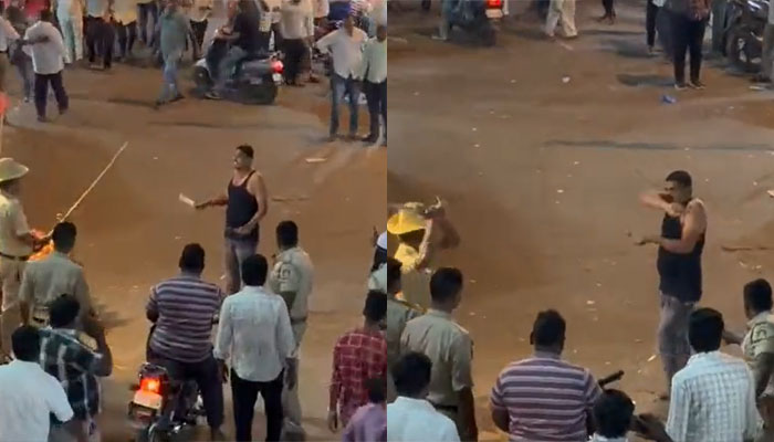 Watch: One Abdul Zafar threatens to attack the public with knives in Kalaburagi, arrested