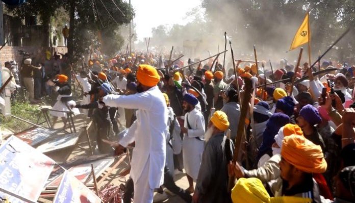 Attack on a police station by Amritpal Singh's supporters calling for Lovepreet Toofan Singh's release.