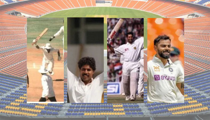 How is the Ahmedabad cricket stadium lucky and memorable for Gavaskar, Kapil, Sachin, and now Virat Kohli