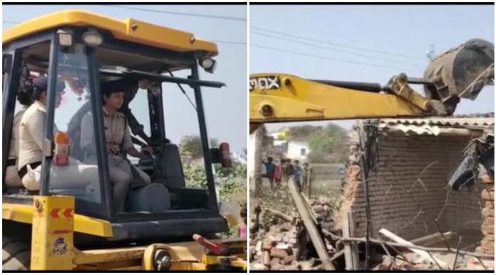 Damoh, MP: house of rape accused demolished by women police officers