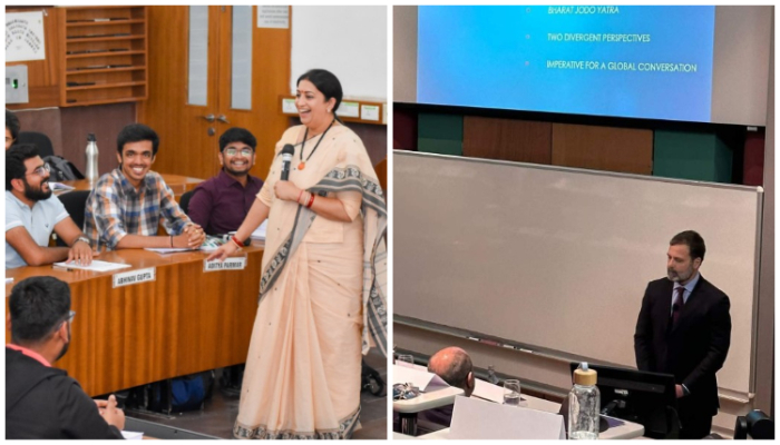 Smriti Irani gives lessons in management to IIM Udaipur students and faculty, the day Rahul Gandhi was spewing anti-India canards in Cambridge