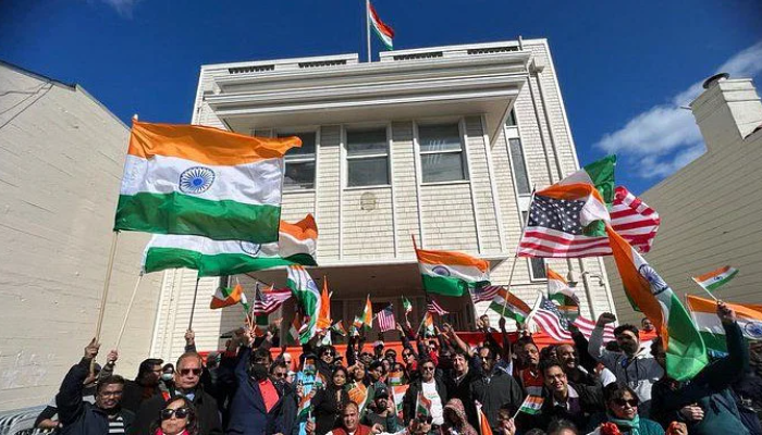 US: Indian Americans hold a rally in support of India outside the San Francisco consulate that was attacked by Khalistanis