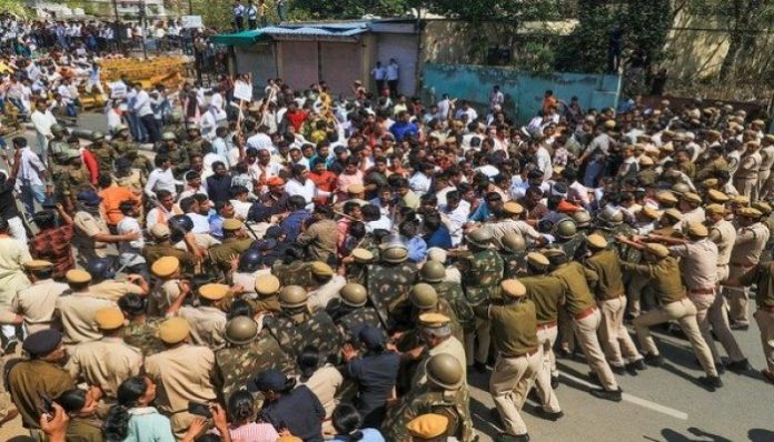 A large demonstration in support of the Pulwama widows arranged by the Rajasthan BJP in Jaipur.