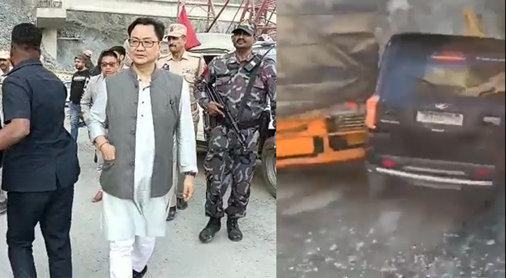 Union minister Kiren Rijiju’s car meets with minor accident in Kashmir’s Ramban while going to Srinagar, nobody injured