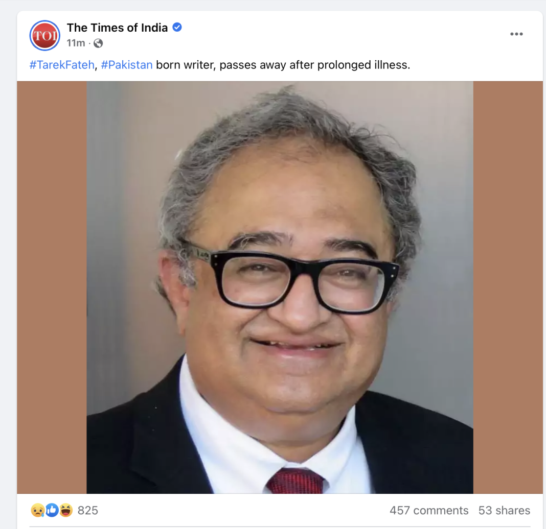 Islamists rejoice Tarek Fatah death 