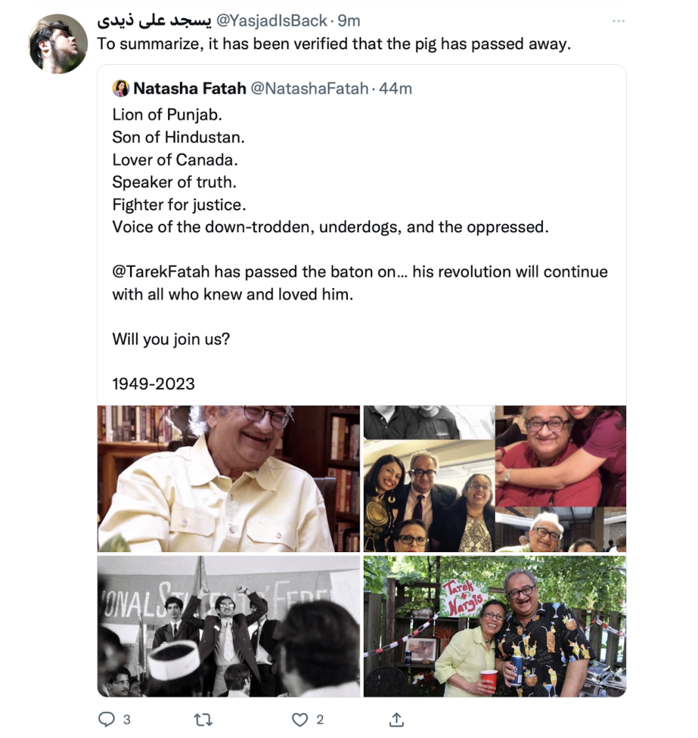 Islamists rejoice Tarek Fatah death 