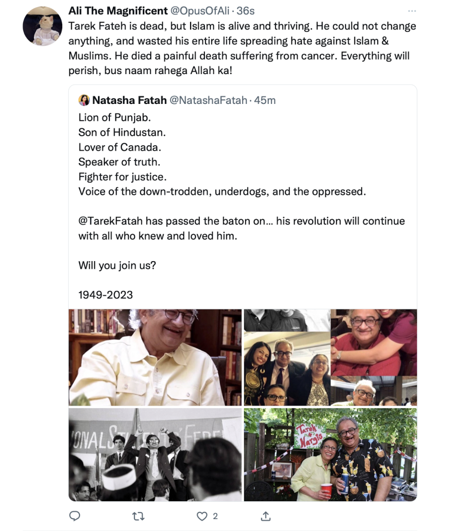 Islamists rejoice Tarek Fatah death 