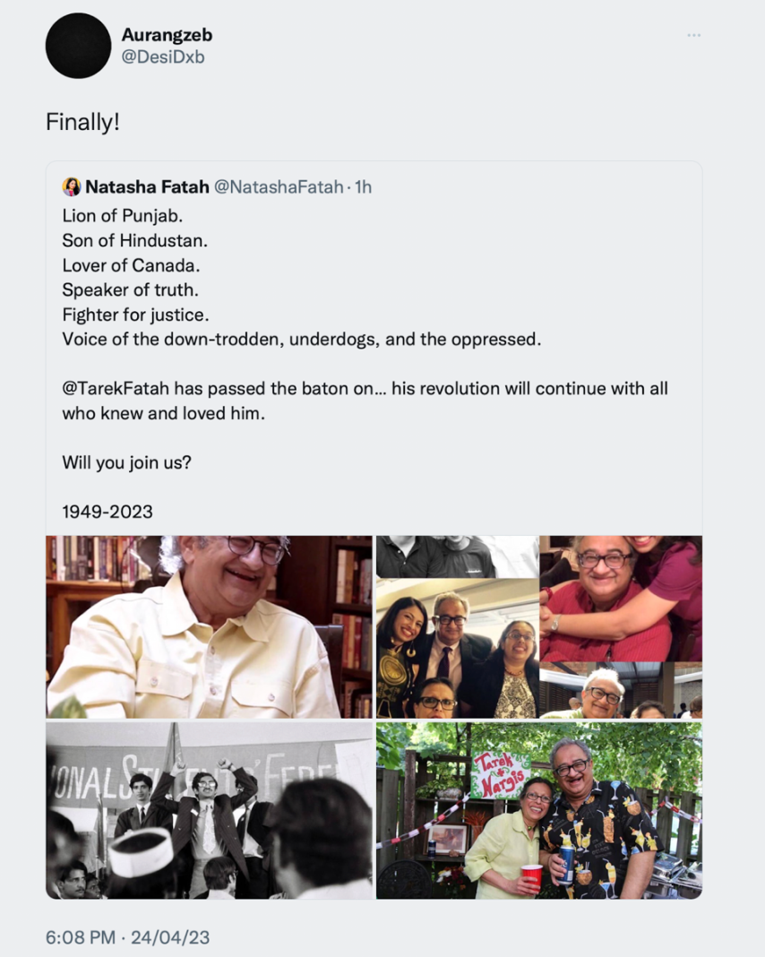 Islamists rejoice Tarek Fatah death 