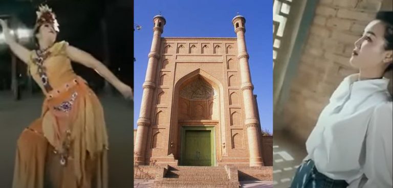China releases propaganda video featuring woman in Buddhist attire dancing in Grand Kuqa Mosque to reiterate that Uyghur Islam evolved from Buddhism