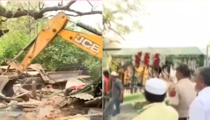 Delhi: PWD bulldozes illegal dargah encroaching footpath in the Nizamuddin area