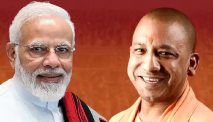 Narendra Modi (L) and Yogi Adityanath (R)