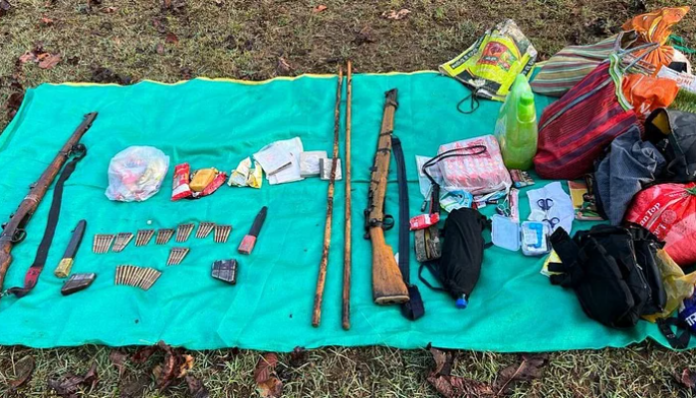 Weapons, bullets, additional ammunition, and Naxal literature were recovered. 