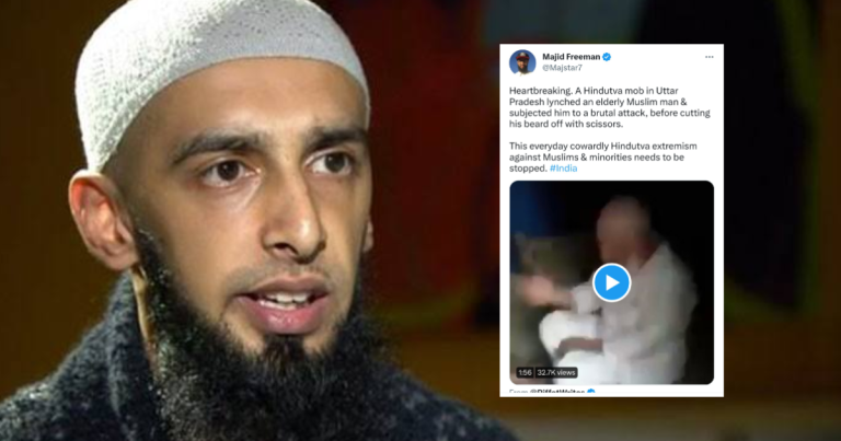 Leicester violence fame Majid Freeman tweets 2021 Ghaziabad fake hate crime incident, which was shared by Mohd Zubair, to defame India & Hindus